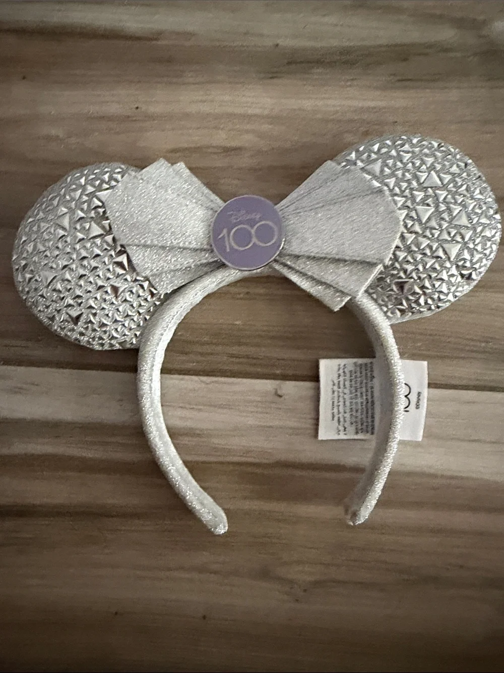 Disney 100 years Silver Glitter Minnie Ears Headband